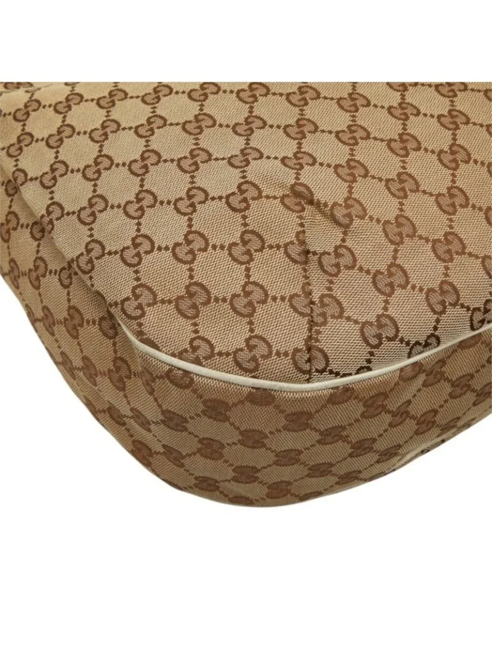 Gucci GG Canvas Sherry Line Shoulder Bag Beige White